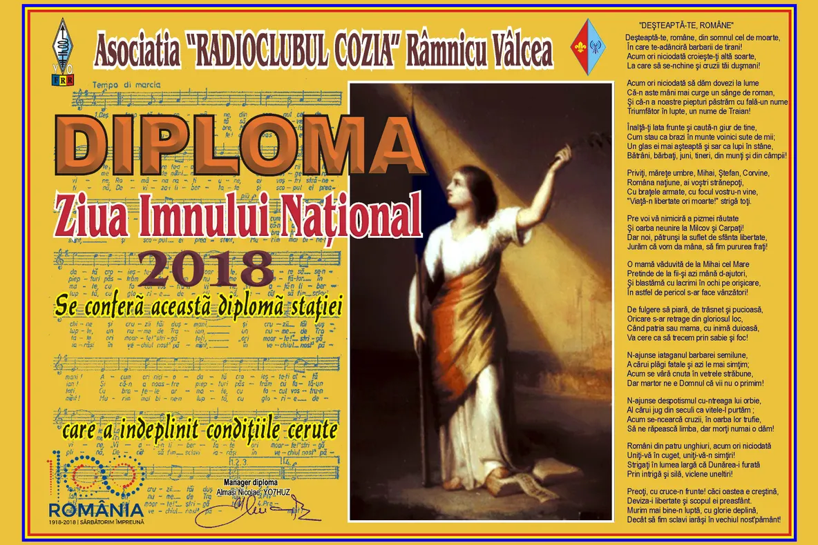 Ziua Imnului Național este sărbătorită şi de radioamatori !