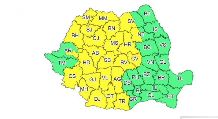 Cod galben de ploi abundente în noaptea de Înviere