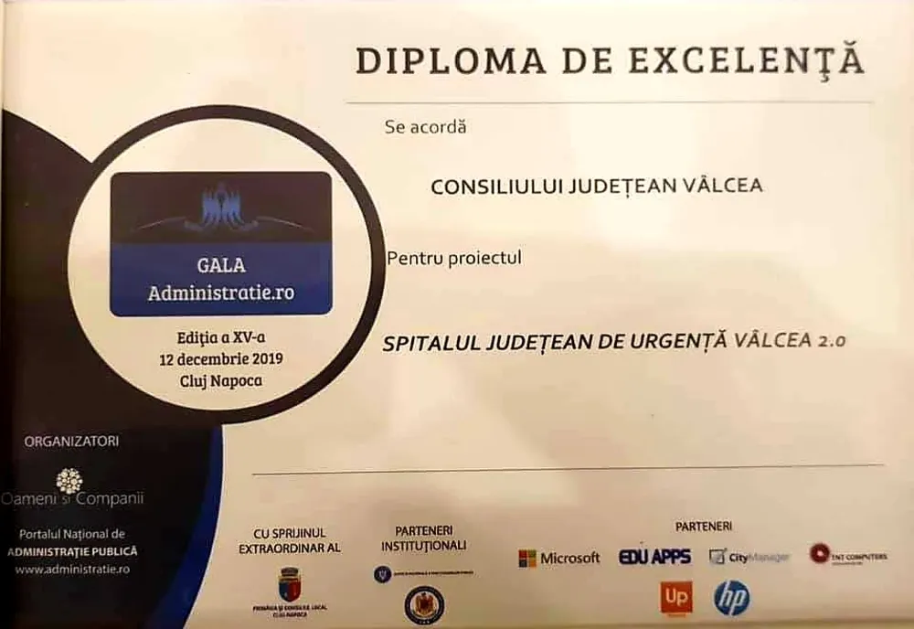 Premiu pentru Consiliul Județean Vâlcea