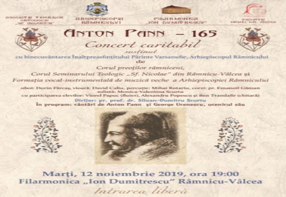 Anton Pann- 165, concert caritabil organizat de Arhiepiscopia Râmnicului