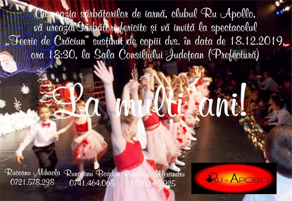 RuApollo își va deschide porțile de Crăciun, cu dans și culoare