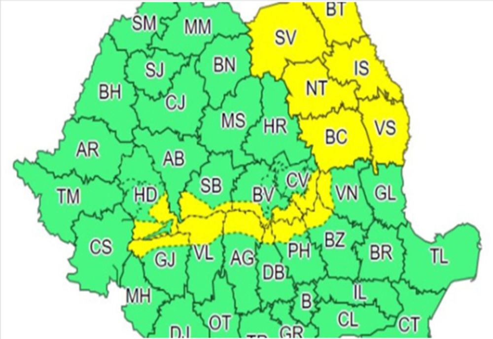 Cod galben de ninsori în Vâlcea începând din această seară