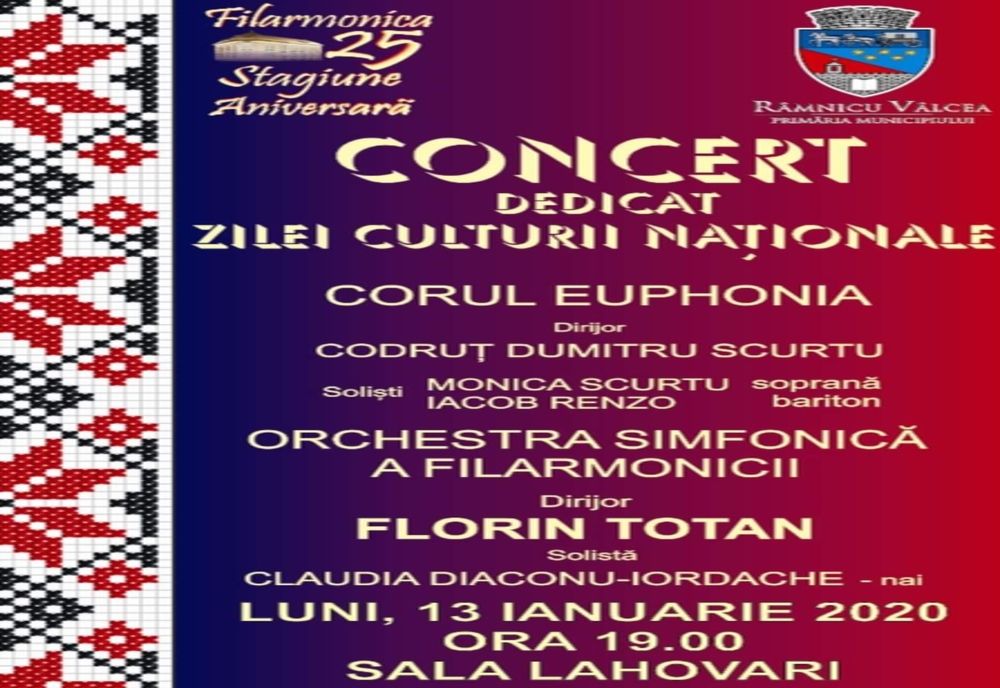 Concert dedicat Zilei Culturii Naționale la Filarmonica din Râmnicu Vâlcea