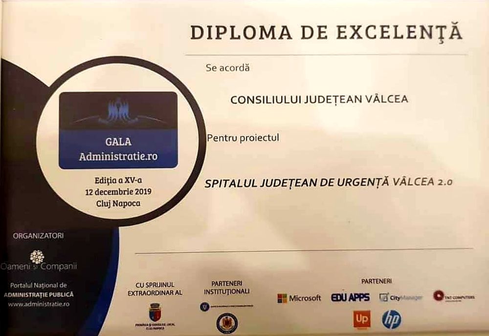 Premiu pentru Consiliul Județean Vâlcea