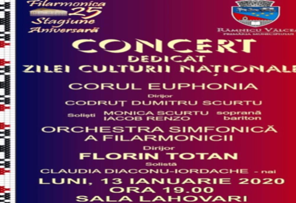 Concert la Filarmonica Ion Dumitrescu, prilejuit de Ziua Culturii Naționale