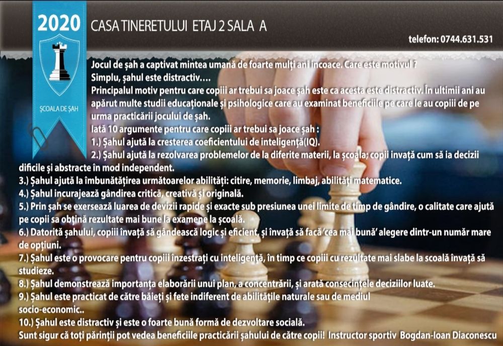 Școală de șah la Râmnicu Vâlcea