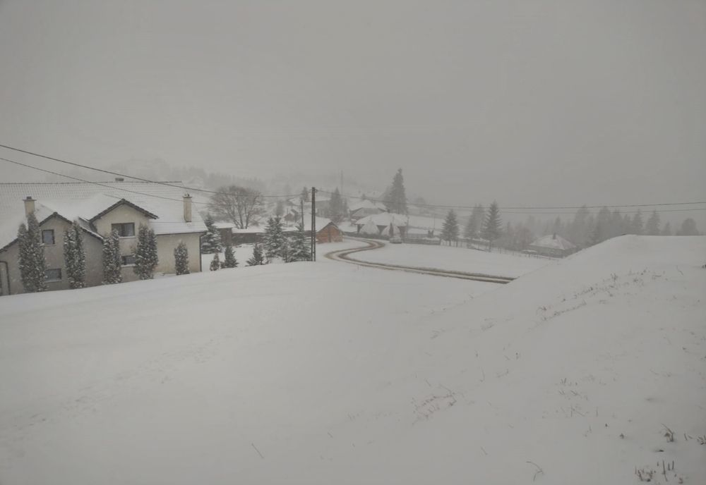 FOTO/VIDEO: Ninge abundent în zona de munte din Bistrița-Năsăud