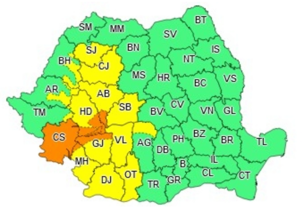 Alertă meteo: Cod portocaliu de furtuni violente