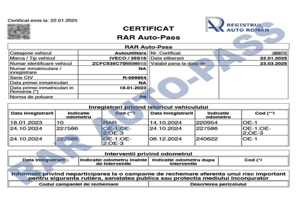 RAR AUTO-PASS – CERTIFICAT EMIS EXCLUSIV DE REGISTRUL AUTO ROMÂN! ATENȚIE LA PRACTICILE ÎNȘELĂTOARE